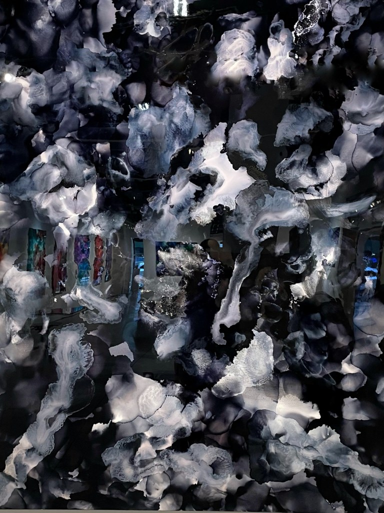 Design and Style Report image, Imani Bilal abstract painting with resin in grays 